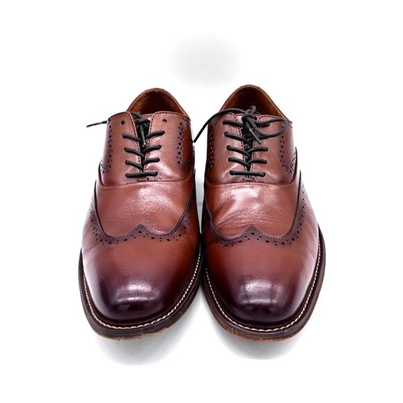 Stacy Adams Men's Macarthur Leather Wingtip Oxford Shoes Color Cognac US 10 M - Picture 2 of 9